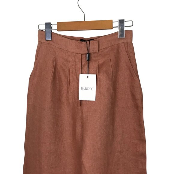 NWT Bardot Lani Tuck Pant 100% Linen Terracotta XS (US 2) - Picture 3 of 7